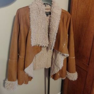 Front Drape/Wrap Faux Suede Jacket